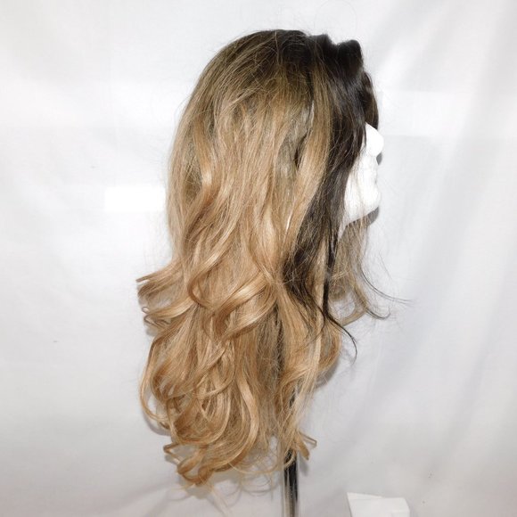 Two Tone Blonde Brown Wavy synthetic wig 22” Halloween Cosplay Dress up - - Picture 4 of 9